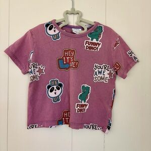 Zara Kids Tee - Purple with Fun Graphics
